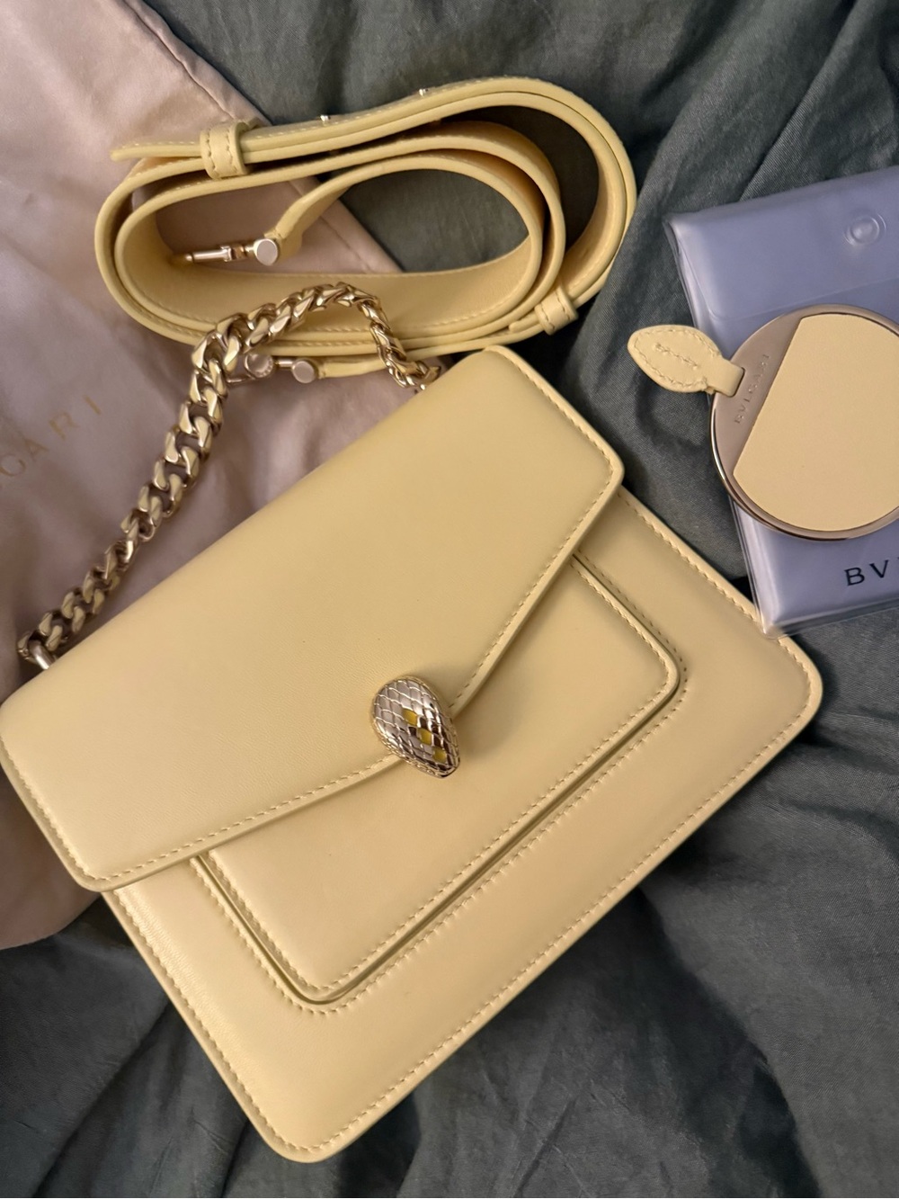 Bvlgari Yellow Calfskin Serpenti Forever Maxi Chain Crossbody Bag - Picture 4 of 15